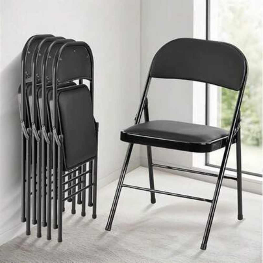 Outdoor Camping Chairs - Folding Chair 4 Pack Leather Padded