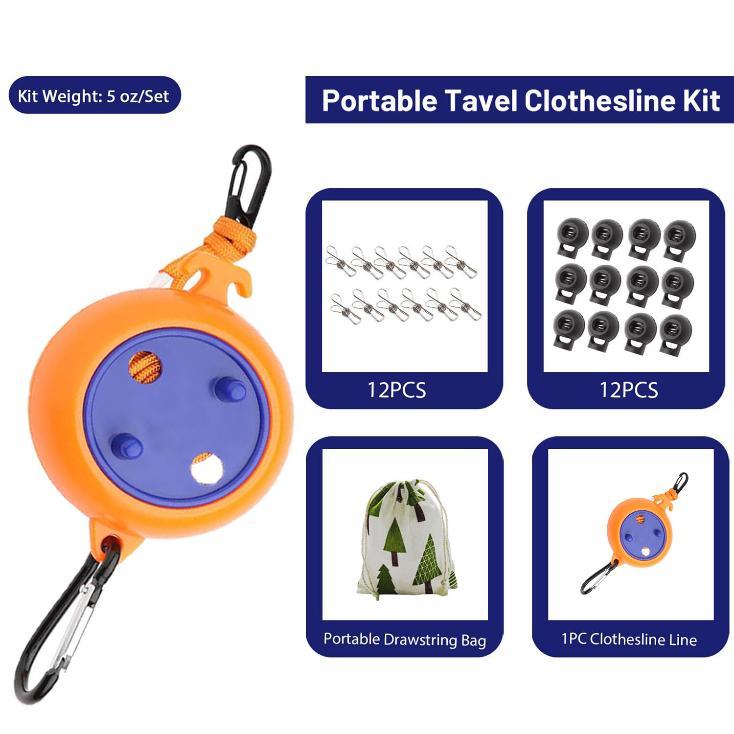 Camping Rope - 10m Portable Travel Camping Clothesline Laundry
