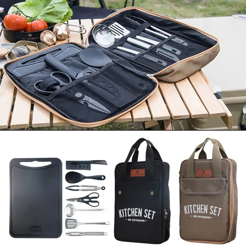 8pcs Camping Kitchen Cookware  - đánh giá và giá Outdoor Camping Kitchen Table