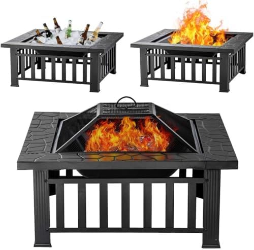 Fire Pit Table 32 Inch Square  - đánh giá và giá Outdoor Camping Fireplace