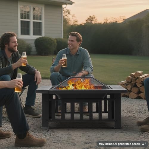 Fire Pit Table 32 Inch Square  - đánh giá và giá Outdoor Camping Fireplace