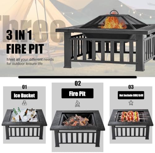 Fire Pit Table 32 Inch Square  - đánh giá và giá Outdoor Camping Fireplace