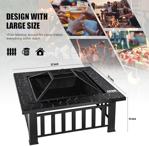 Fire Pit Table 32 Inch Square  - đánh giá và giá Outdoor Camping Fireplace
