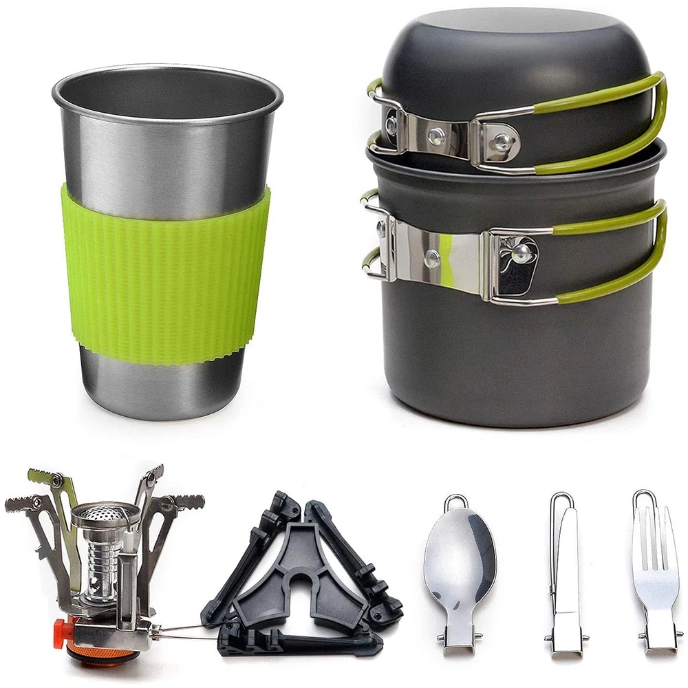 Camping Cookware Kit with Stov - đánh giá và giá Outdoor Camping Kitchen Table