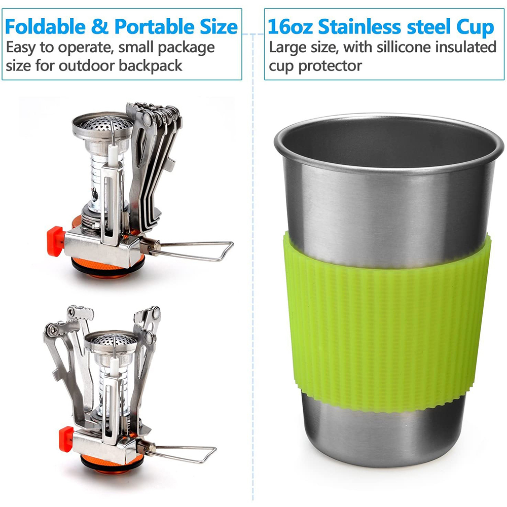 Camping Cookware Kit with Stov - đánh giá và giá Outdoor Camping Kitchen Table